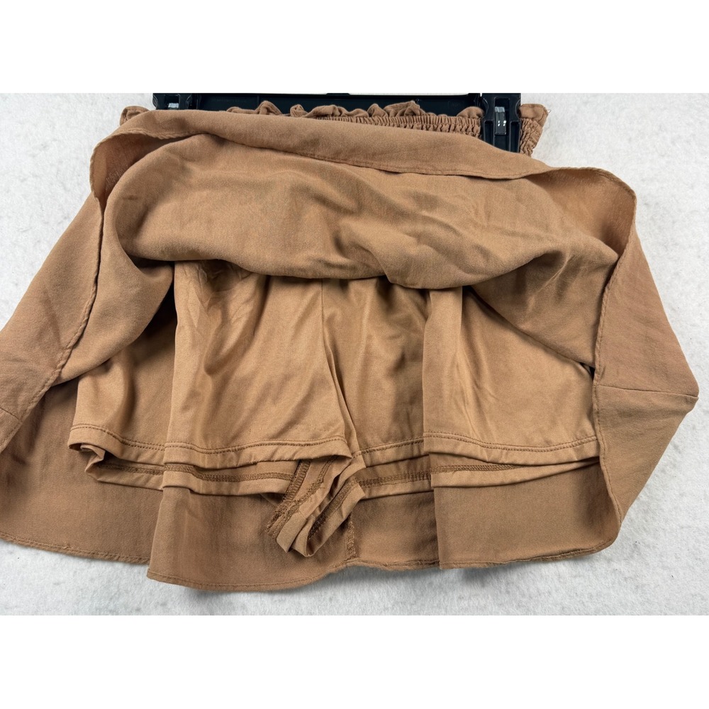 Blu Pepper Brown Smocked Ruffle Flowy Skort CR1695-B Medium - Picture 6 of 9